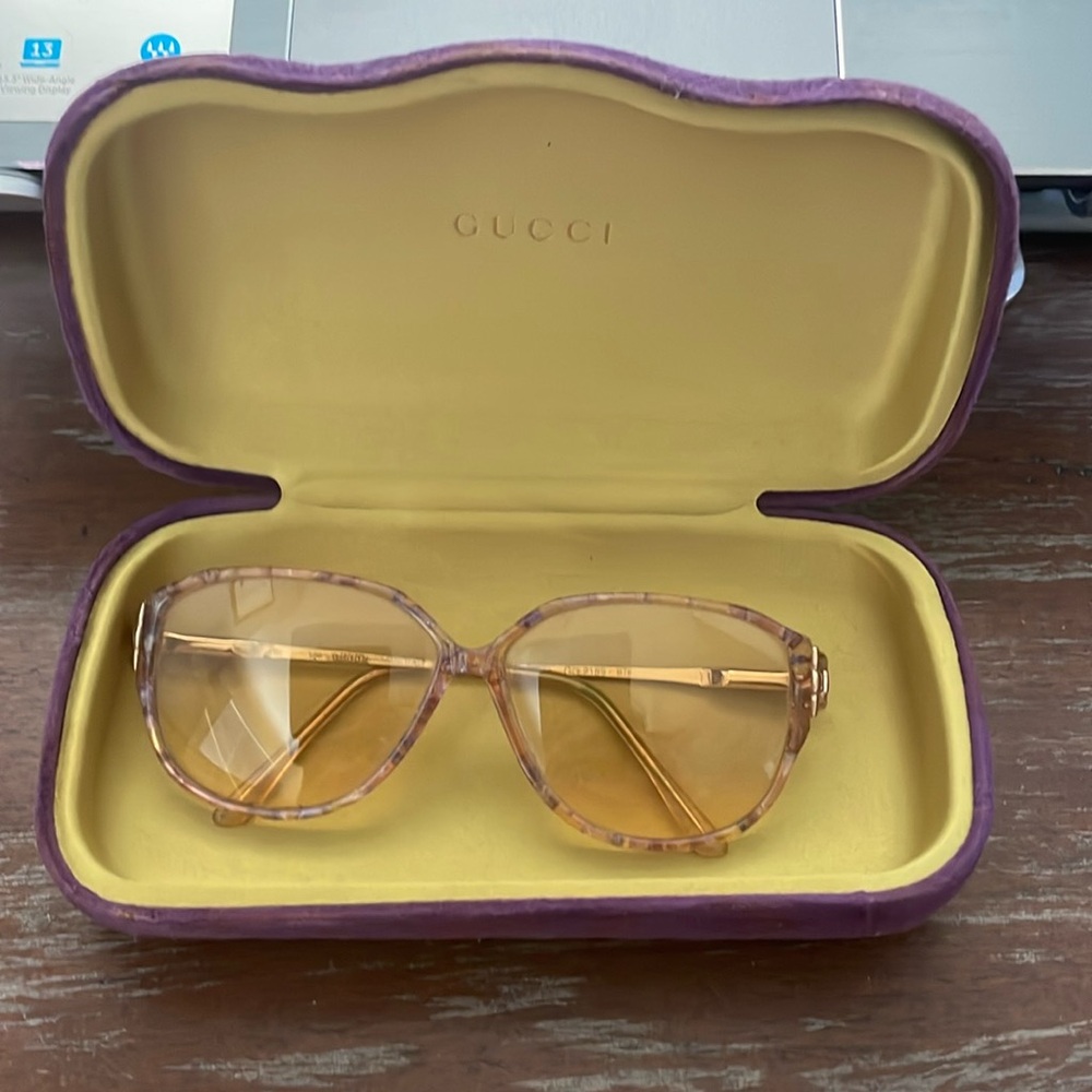Gucci vintage GG2289 BT6 oversized rounded full rim pink tortoise gold metallic